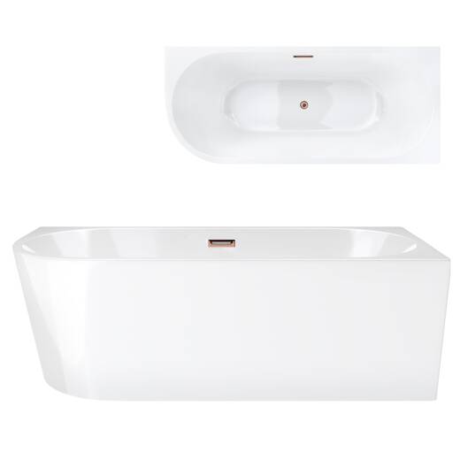 Corsan INTERO 160 x 74 corner freestanding bathtub Right-handed installation Click-clock Copper / Rose Gold
