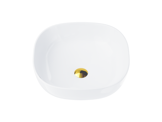 Corsan square countertop washbasin 420x420x145 mm with gold Klik-Klak stopper