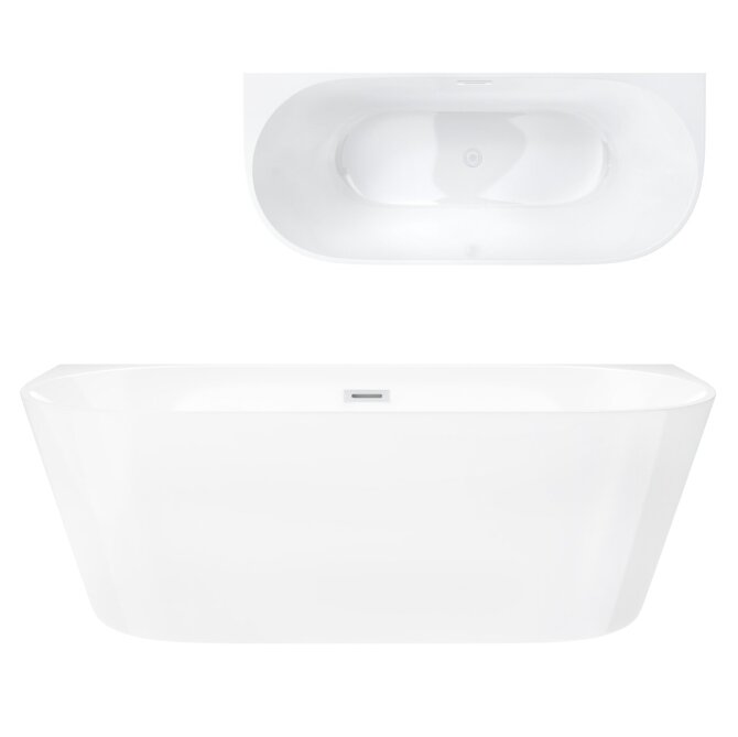 Freestanding wall-mounted bathtub Corsan MONO 160 x 75 cm with White finishes